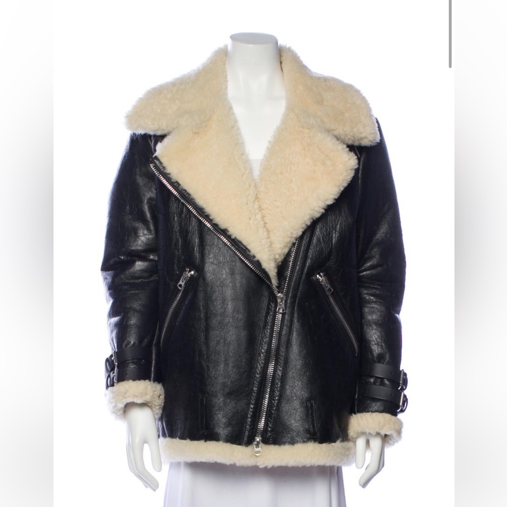 Acne Studios Velocite Leather-trimmed Shearling Jacket Women